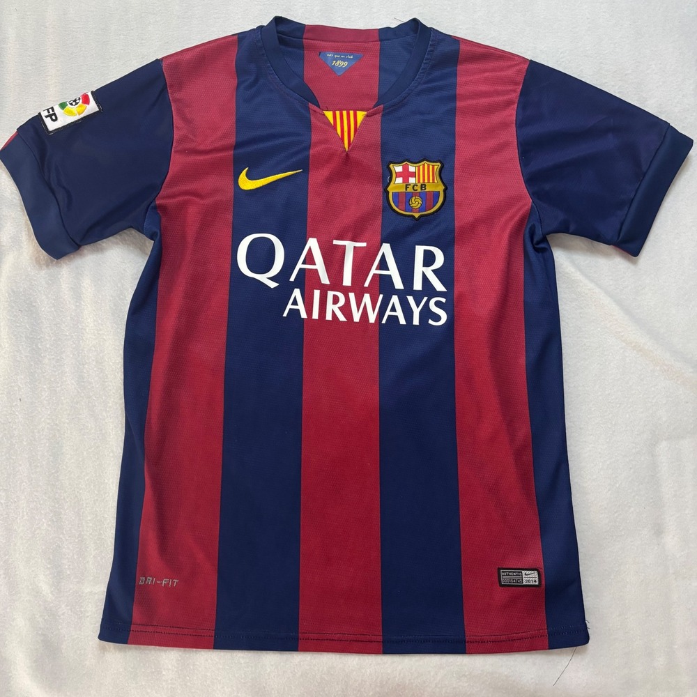 Nike FC Barcelona 2014-15 Home Jersey Mens Blue Red Soccer Shirt 610594-410